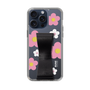Slim Protection Case - STAND & RING RIBBON Black［ Rune Naito - RUNE Flower - Pink ］
