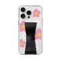Slim Protection Case - STAND & RING RIBBON Black［ Rune Naito - RUNE Flower - Pink ］