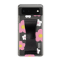 Slim Protection Case - STAND & RING RIBBON Black［ Rune Naito - RUNE Flower - Pink ］