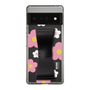 Slim Protection Case - STAND & RING RIBBON Black［ Rune Naito - RUNE Flower - Pink ］