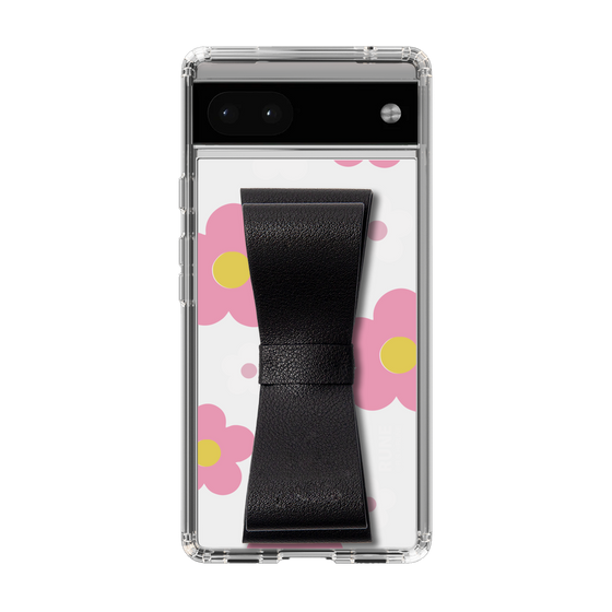 Slim Protection Case - STAND & RING RIBBON Black［ Rune Naito - RUNE Flower - Pink ］