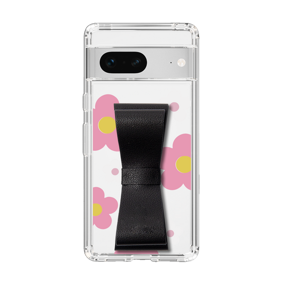 Slim Protection Case - STAND & RING RIBBON Black［ Rune Naito - RUNE Flower - Pink ］