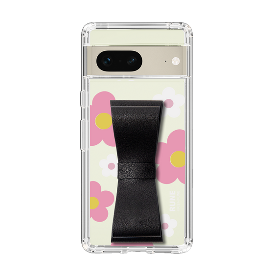 Slim Protection Case - STAND & RING RIBBON Black［ Rune Naito - RUNE Flower - Pink ］