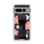 Slim Protection Case - STAND & RING RIBBON Black［ Rune Naito - RUNE Flower - Pink ］