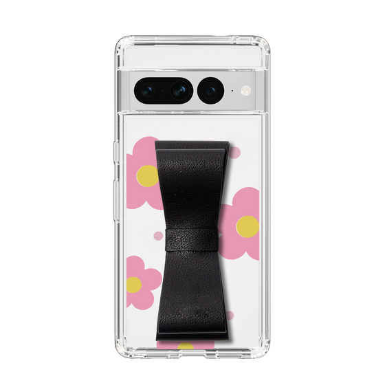 Slim Protection Case - STAND & RING RIBBON Black［ Rune Naito - RUNE Flower - Pink ］