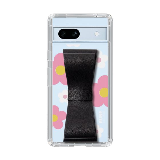 Slim Protection Case - STAND & RING RIBBON Black［ Rune Naito - RUNE Flower - Pink ］