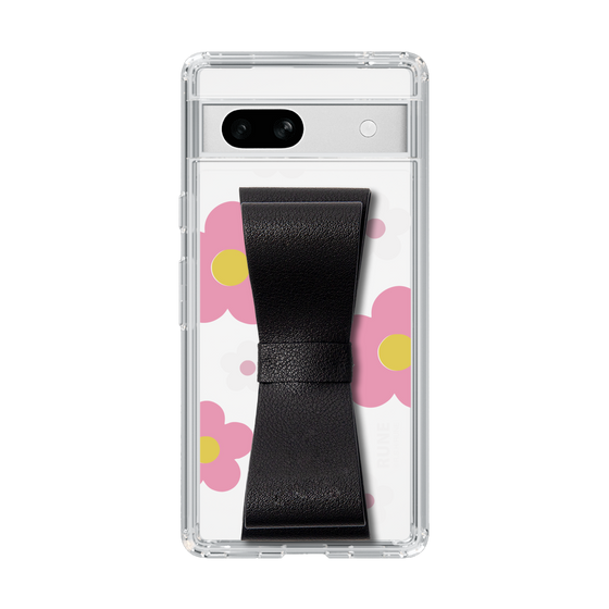Slim Protection Case - STAND & RING RIBBON Black［ Rune Naito - RUNE Flower - Pink ］