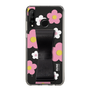 Slim Protection Case - STAND & RING RIBBON Black［ Rune Naito - RUNE Flower - Pink ］