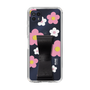 Slim Protection Case - STAND & RING RIBBON Black［ Rune Naito - RUNE Flower - Pink ］