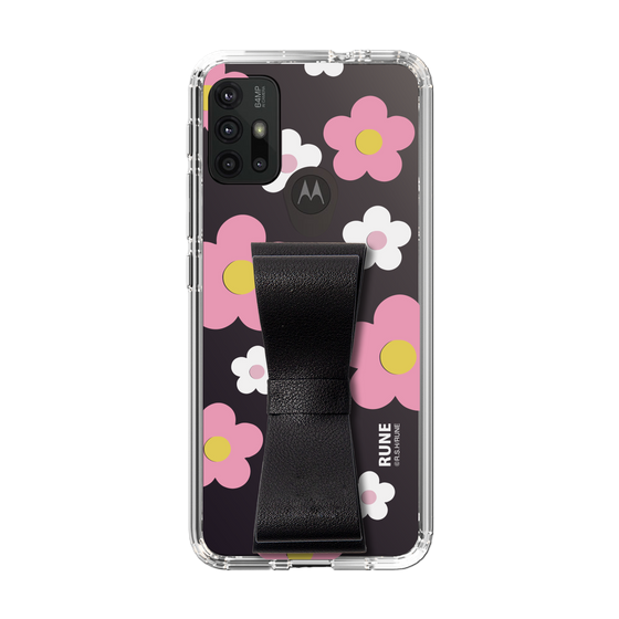 Slim Protection Case - STAND & RING RIBBON Black［ Rune Naito - RUNE Flower - Pink ］