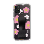 Slim Protection Case - STAND & RING RIBBON Black［ Rune Naito - RUNE Flower - Pink ］