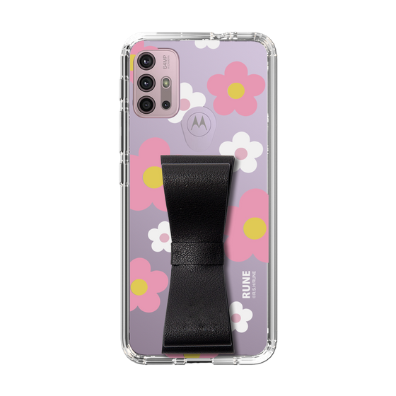 Slim Protection Case - STAND & RING RIBBON Black［ Rune Naito - RUNE Flower - Pink ］