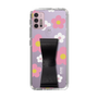 Slim Protection Case - STAND & RING RIBBON Black［ Rune Naito - RUNE Flower - Pink ］