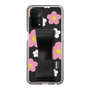 Slim Protection Case - STAND & RING RIBBON Black［ Rune Naito - RUNE Flower - Pink ］