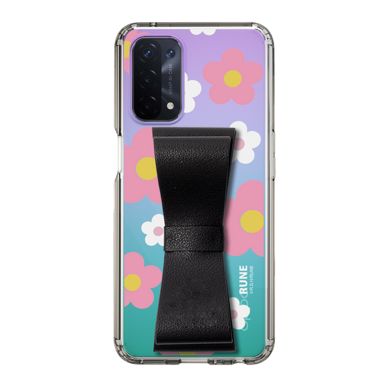 Slim Protection Case - STAND & RING RIBBON Black［ Rune Naito - RUNE Flower - Pink ］
