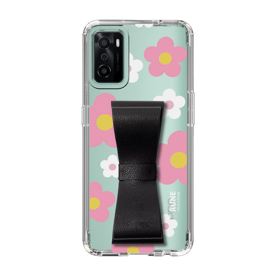 Slim Protection Case - STAND & RING RIBBON Black［ Rune Naito - RUNE Flower - Pink ］