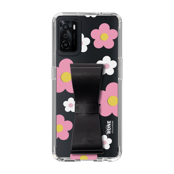 Slim Protection Case - STAND & RING RIBBON Black［ Rune Naito - RUNE Flower - Pink ］