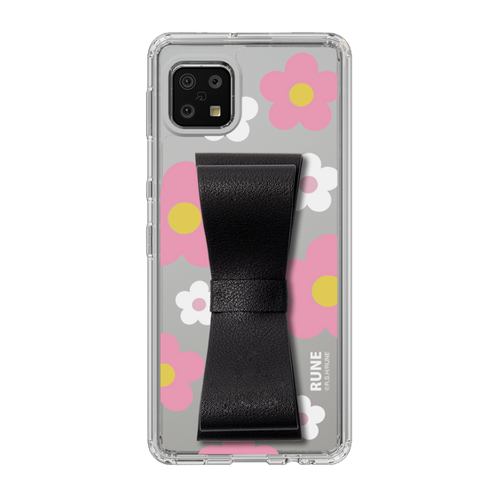 Slim Protection Case - STAND & RING RIBBON Black［ Rune Naito - RUNE Flower - Pink ］