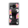 Slim Protection Case - STAND & RING RIBBON Black［ Rune Naito - RUNE Flower - Pink ］