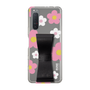 Slim Protection Case - STAND & RING RIBBON Black［ Rune Naito - RUNE Flower - Pink ］