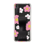 Slim Protection Case - STAND & RING RIBBON Black［ Rune Naito - RUNE Flower - Pink ］