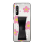 Slim Protection Case - STAND & RING RIBBON Black［ Rune Naito - RUNE Flower - Pink ］