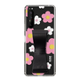 Slim Protection Case - STAND & RING RIBBON Black［ Rune Naito - RUNE Flower - Pink ］