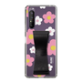 Slim Protection Case - STAND & RING RIBBON Black［ Rune Naito - RUNE Flower - Pink ］