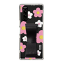 Slim Protection Case - STAND & RING RIBBON Black［ Rune Naito - RUNE Flower - Pink ］
