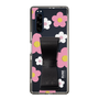 Slim Protection Case - STAND & RING RIBBON Black［ Rune Naito - RUNE Flower - Pink ］