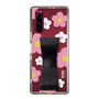 Slim Protection Case - STAND & RING RIBBON Black［ Rune Naito - RUNE Flower - Pink ］