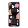 Slim Protection Case - STAND & RING RIBBON Black［ Rune Naito - RUNE Flower - Pink ］