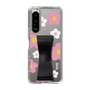 Slim Protection Case - STAND & RING RIBBON Black［ Rune Naito - RUNE Flower - Pink ］