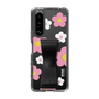 Slim Protection Case - STAND & RING RIBBON Black［ Rune Naito - RUNE Flower - Pink ］