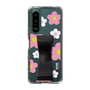 Slim Protection Case - STAND & RING RIBBON Black［ Rune Naito - RUNE Flower - Pink ］
