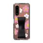 Slim Protection Case - STAND & RING RIBBON Black［ Rune Naito - RUNE Flower - Pink ］