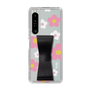 Slim Protection Case - STAND & RING RIBBON Black［ Rune Naito - RUNE Flower - Pink ］