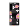 Slim Protection Case - STAND & RING RIBBON Black［ Rune Naito - RUNE Flower - Pink ］