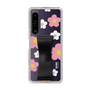 Slim Protection Case - STAND & RING RIBBON Black［ Rune Naito - RUNE Flower - Pink ］
