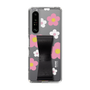 Slim Protection Case - STAND & RING RIBBON Black［ Rune Naito - RUNE Flower - Pink ］