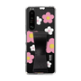 Slim Protection Case - STAND & RING RIBBON Black［ Rune Naito - RUNE Flower - Pink ］