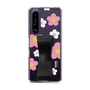 Slim Protection Case - STAND & RING RIBBON Black［ Rune Naito - RUNE Flower - Pink ］