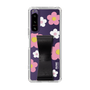 Slim Protection Case - STAND & RING RIBBON Black［ Rune Naito - RUNE Flower - Pink ］