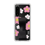Slim Protection Case - STAND & RING RIBBON Black［ Rune Naito - RUNE Flower - Pink ］