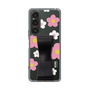 Slim Protection Case - STAND & RING RIBBON Black［ Rune Naito - RUNE Flower - Pink ］