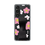 Slim Protection Case - STAND & RING RIBBON Black［ Rune Naito - RUNE Flower - Pink ］