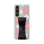 Slim Protection Case - STAND & RING RIBBON Black［ Rune Naito - RUNE Flower - Pink ］
