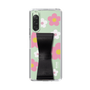 Slim Protection Case - STAND & RING RIBBON Black［ Rune Naito - RUNE Flower - Pink ］