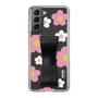 Slim Protection Case - STAND & RING RIBBON Black［ Rune Naito - RUNE Flower - Pink ］
