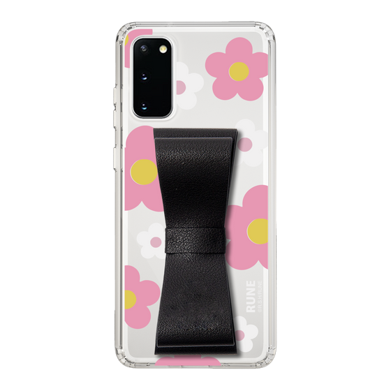 Slim Protection Case - STAND & RING RIBBON Black［ Rune Naito - RUNE Flower - Pink ］